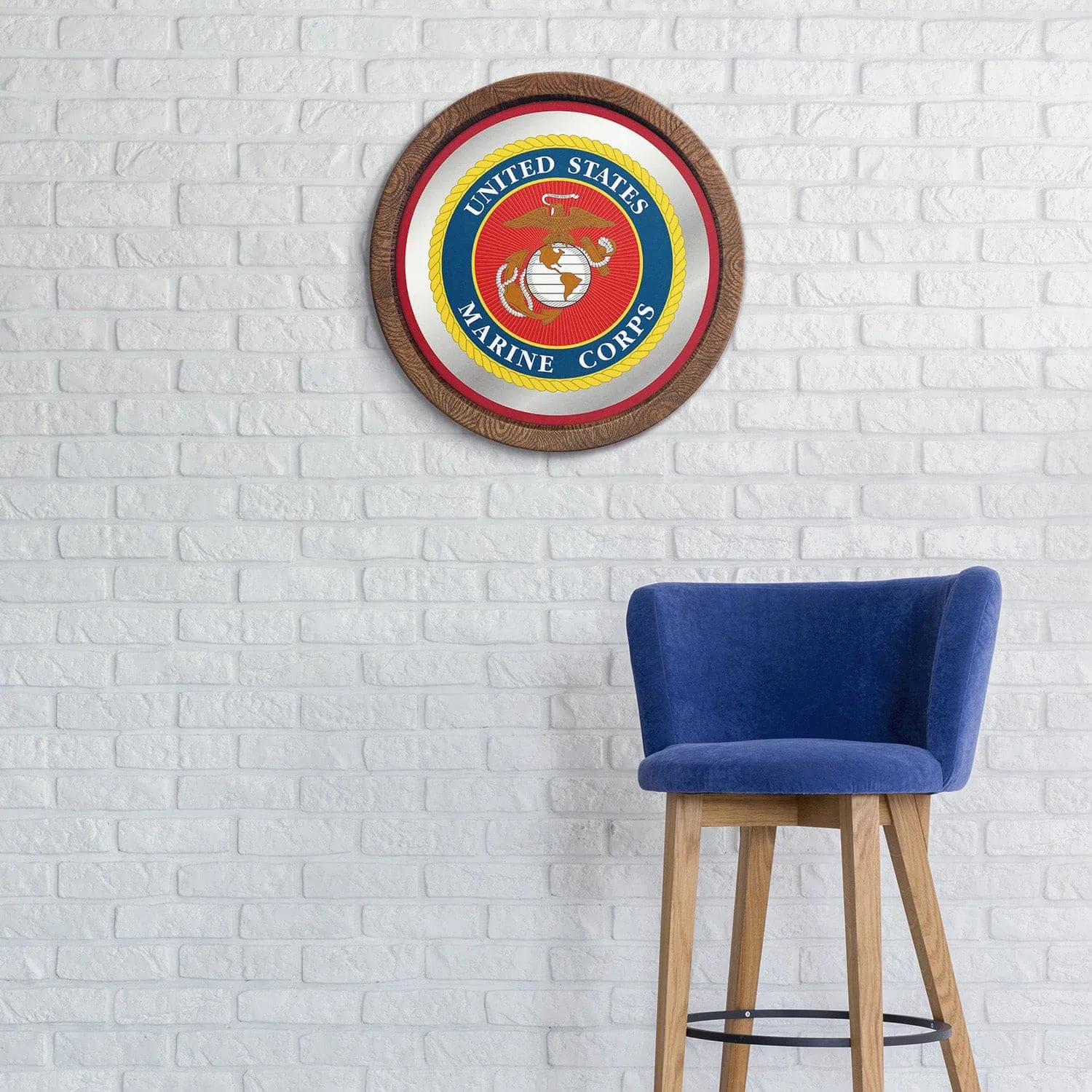 US Marine Corps: Seal - "Faux" Barrel Top Mirrored Wall Sign