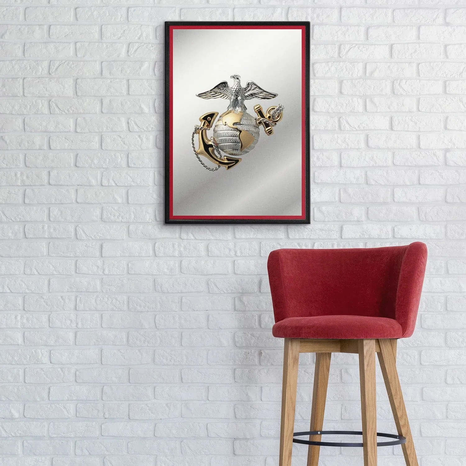 US Marine Corps: Vertical Framed Mirrored Wall Sign