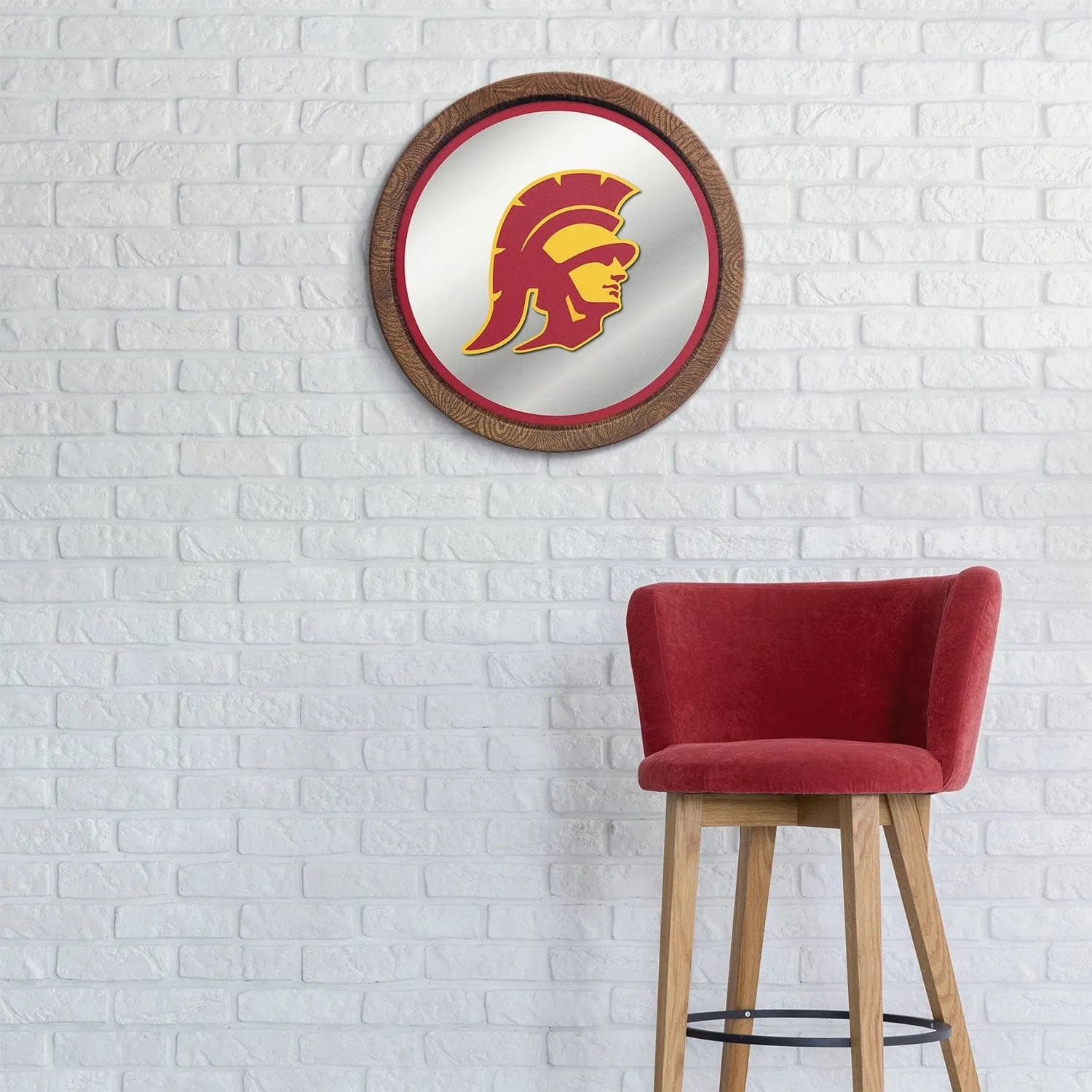 USC Trojans: Mascot - "Faux" Barrel Top Mirrored Wall Sign