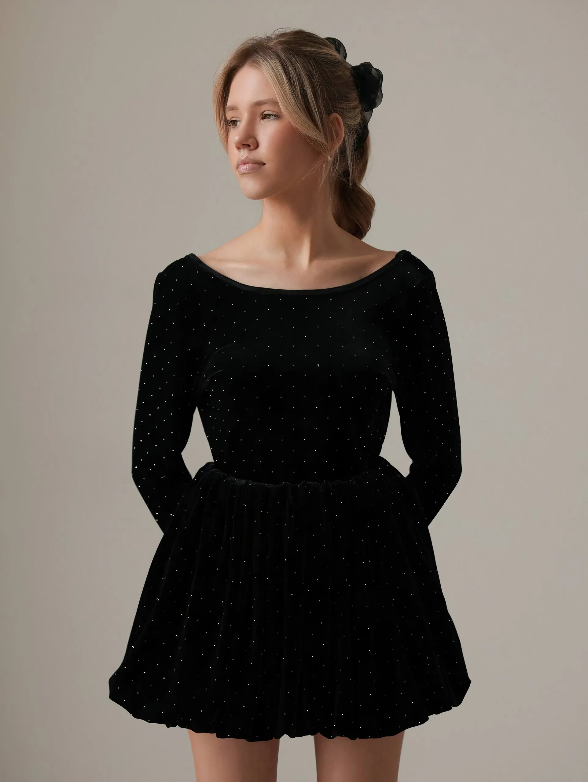 Velvet Elegance Black Blouse