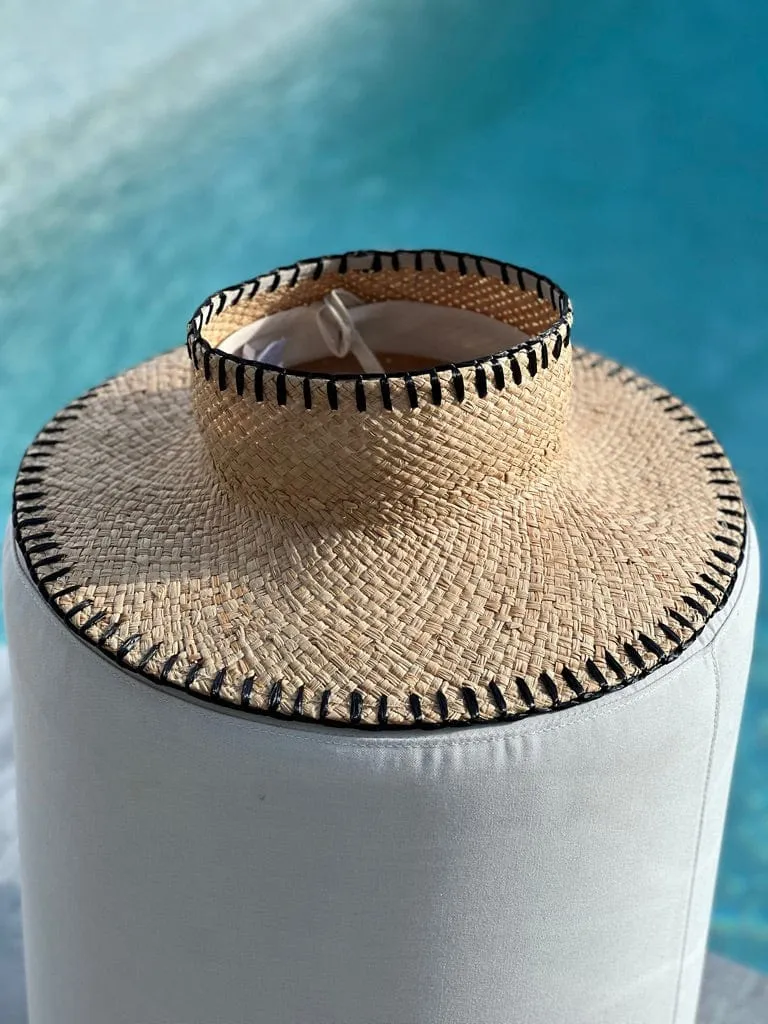 Versilia Natural and Black Visor Hat