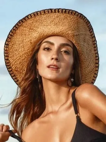 Versilia Natural and Black Visor Hat