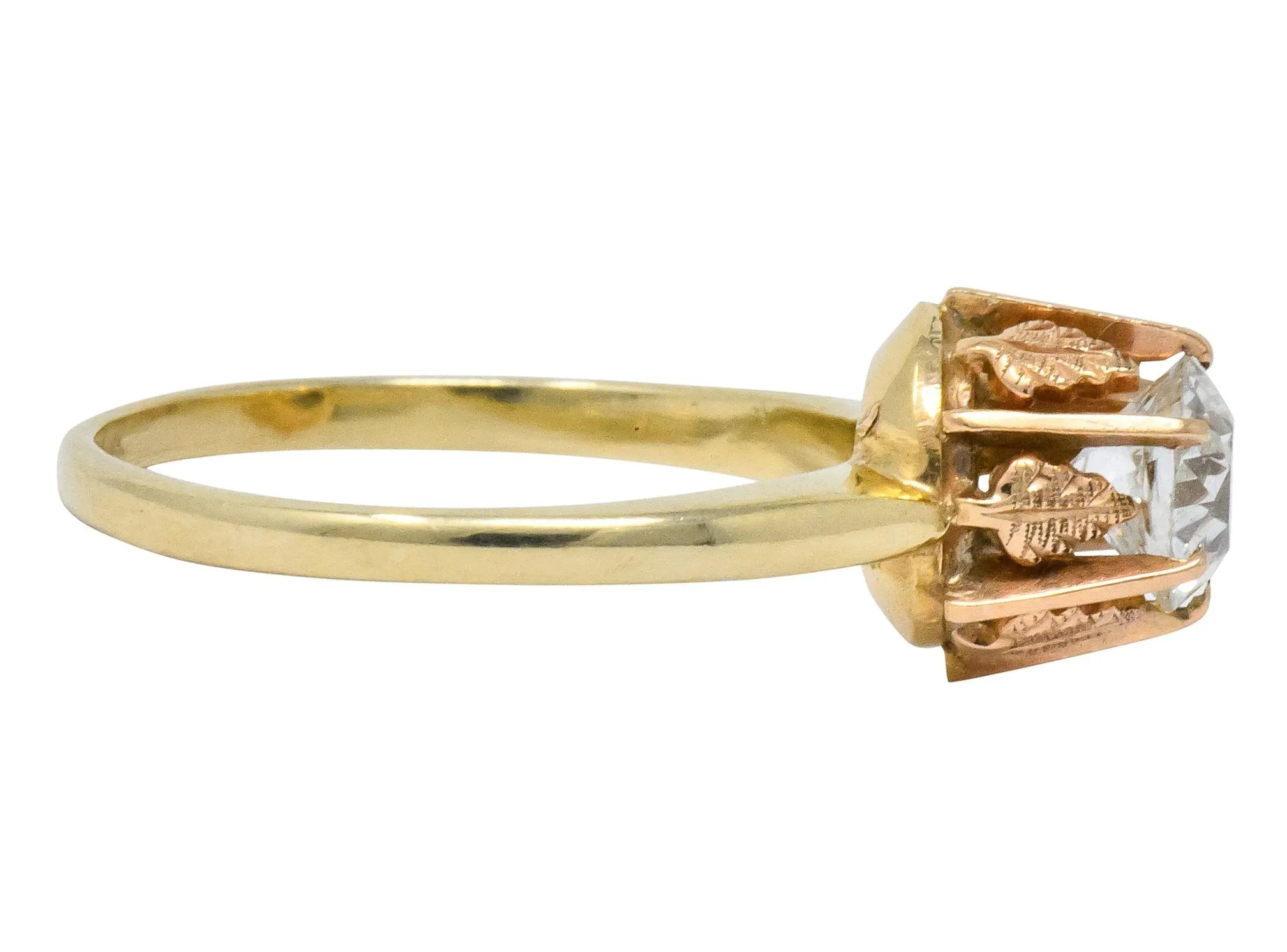 Victorian 0.70 CTW Diamond 14 Karat Two-Tone Gold Engagement Ring