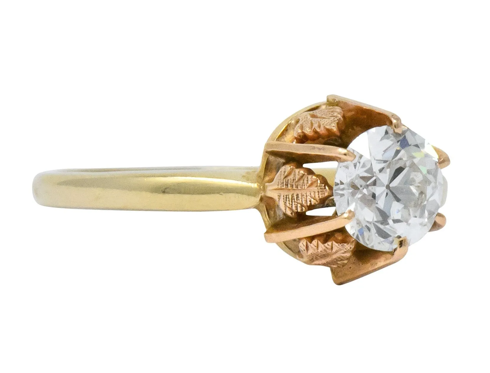 Victorian 0.70 CTW Diamond 14 Karat Two-Tone Gold Engagement Ring