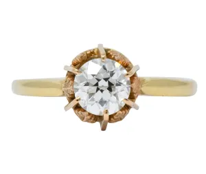 Victorian 0.70 CTW Diamond 14 Karat Two-Tone Gold Engagement Ring