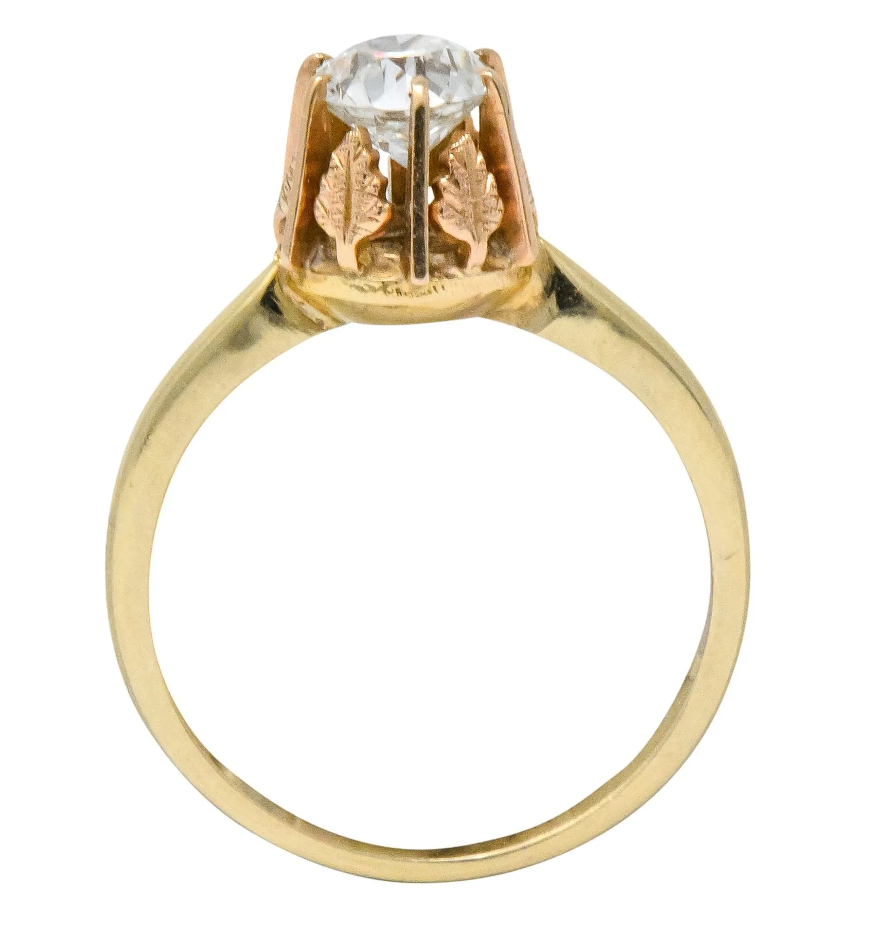 Victorian 0.70 CTW Diamond 14 Karat Two-Tone Gold Engagement Ring