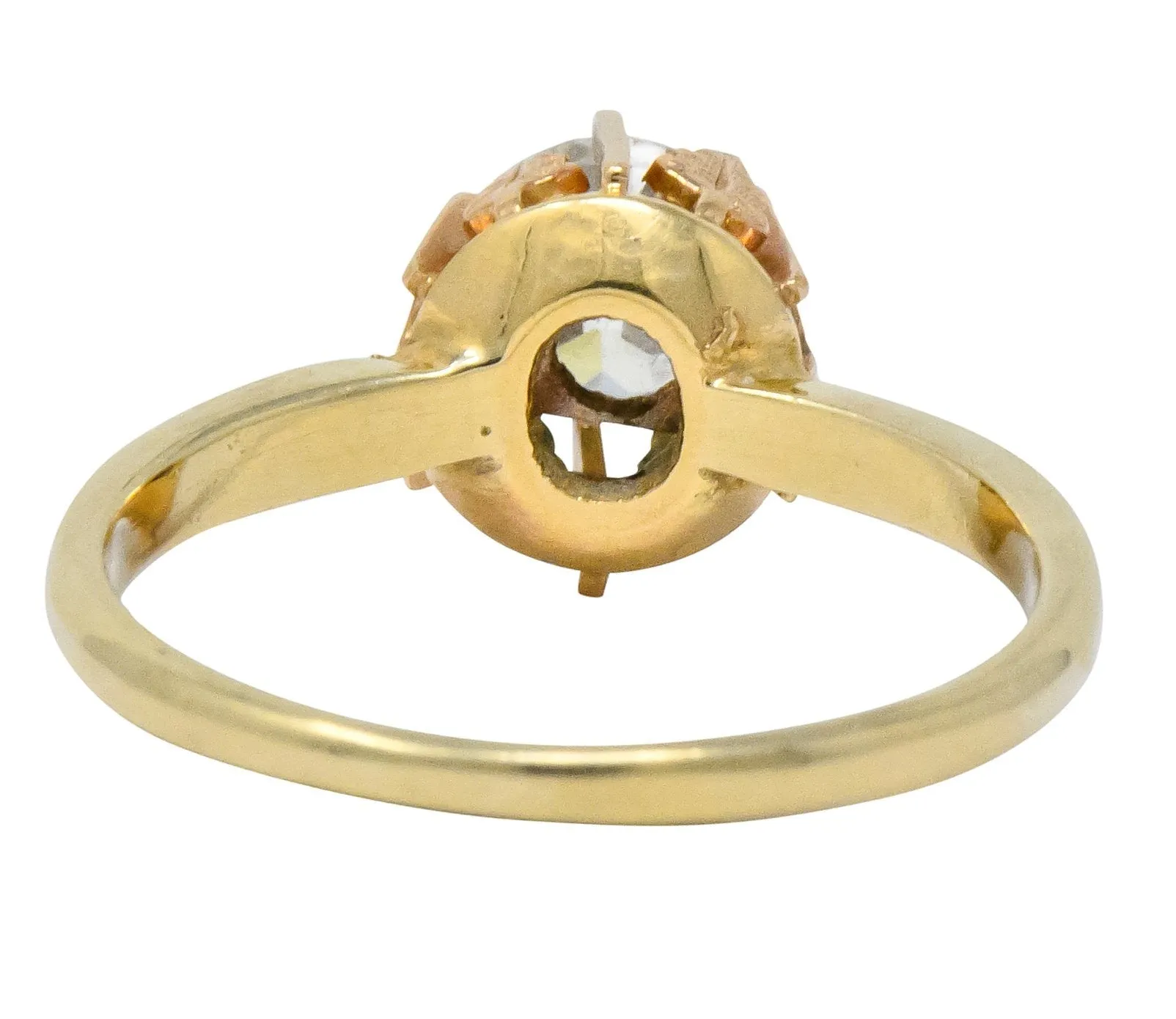Victorian 0.70 CTW Diamond 14 Karat Two-Tone Gold Engagement Ring