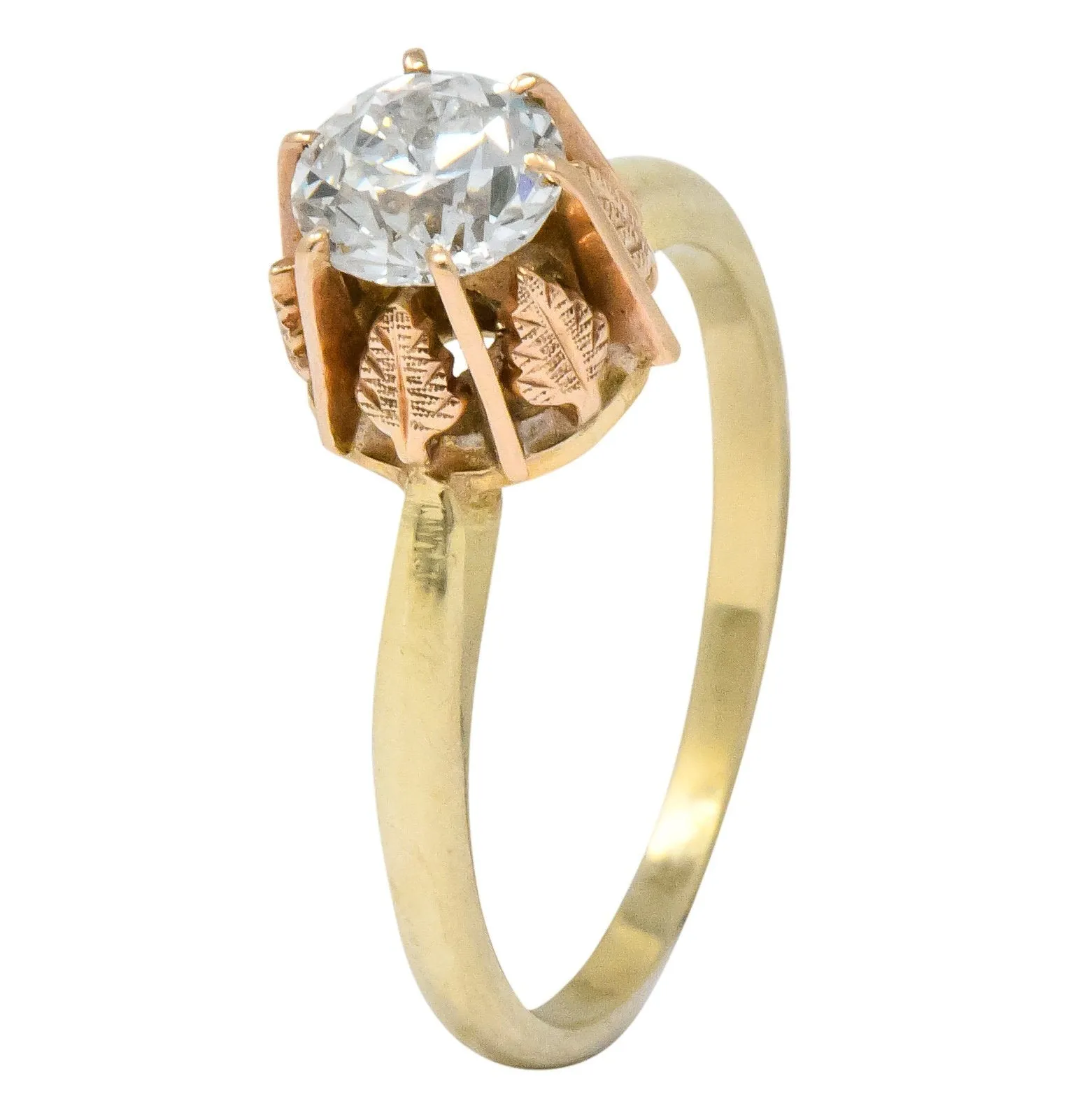 Victorian 0.70 CTW Diamond 14 Karat Two-Tone Gold Engagement Ring