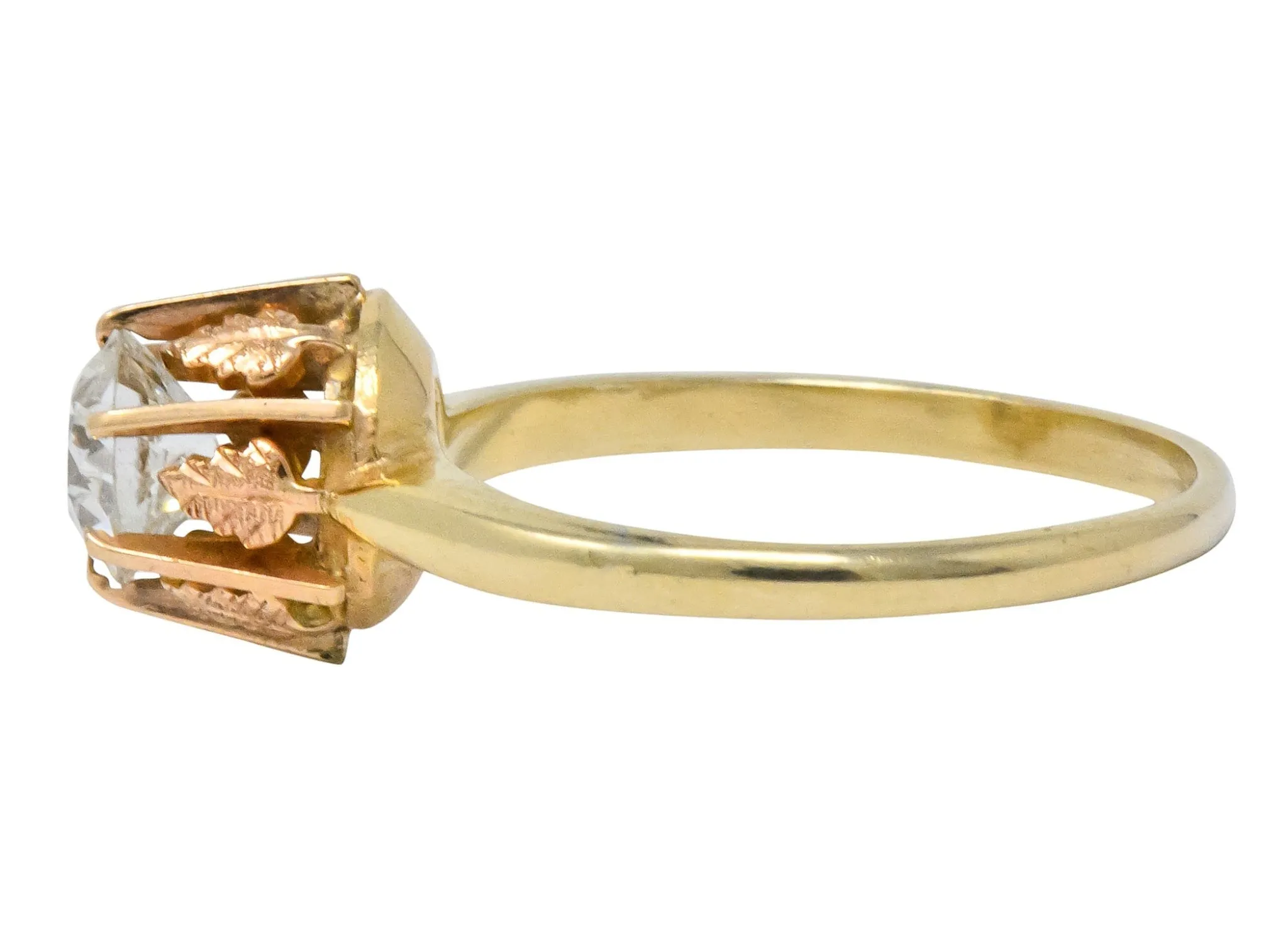 Victorian 0.70 CTW Diamond 14 Karat Two-Tone Gold Engagement Ring