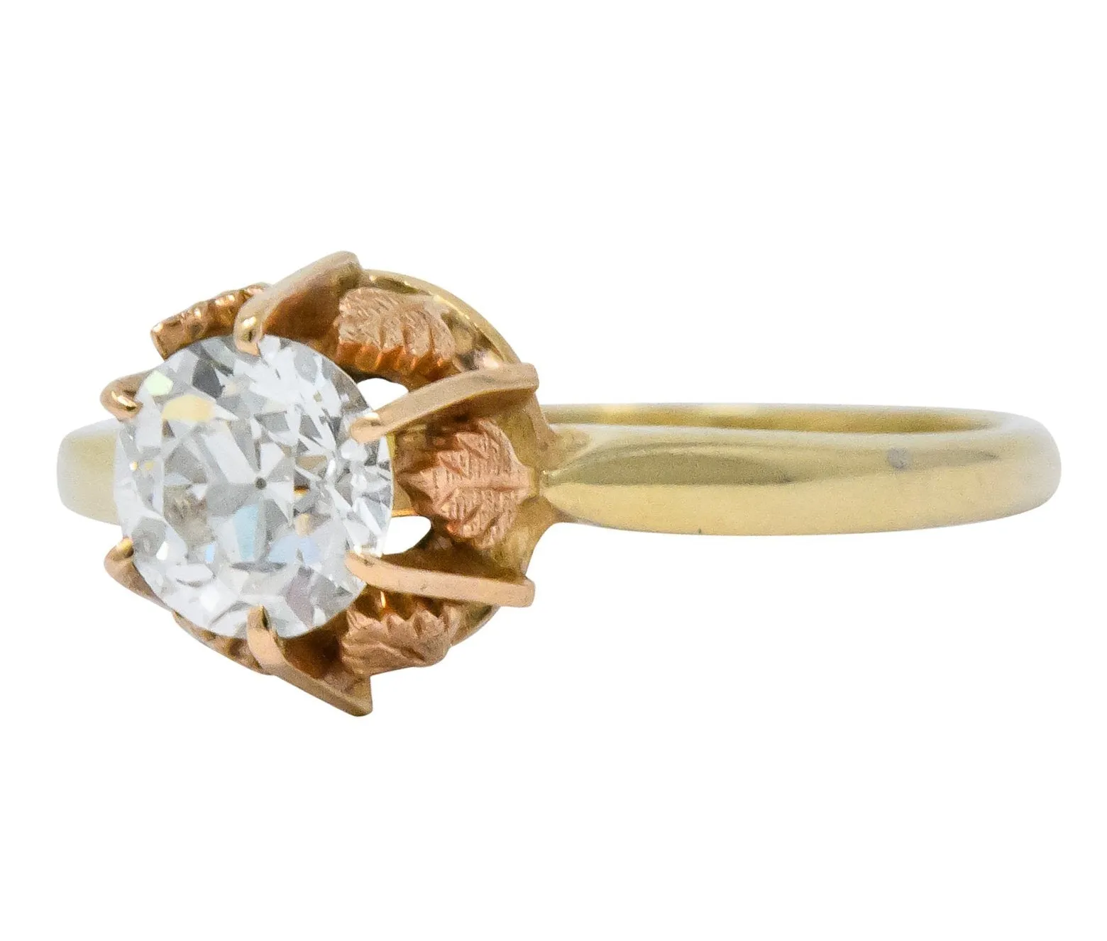 Victorian 0.70 CTW Diamond 14 Karat Two-Tone Gold Engagement Ring