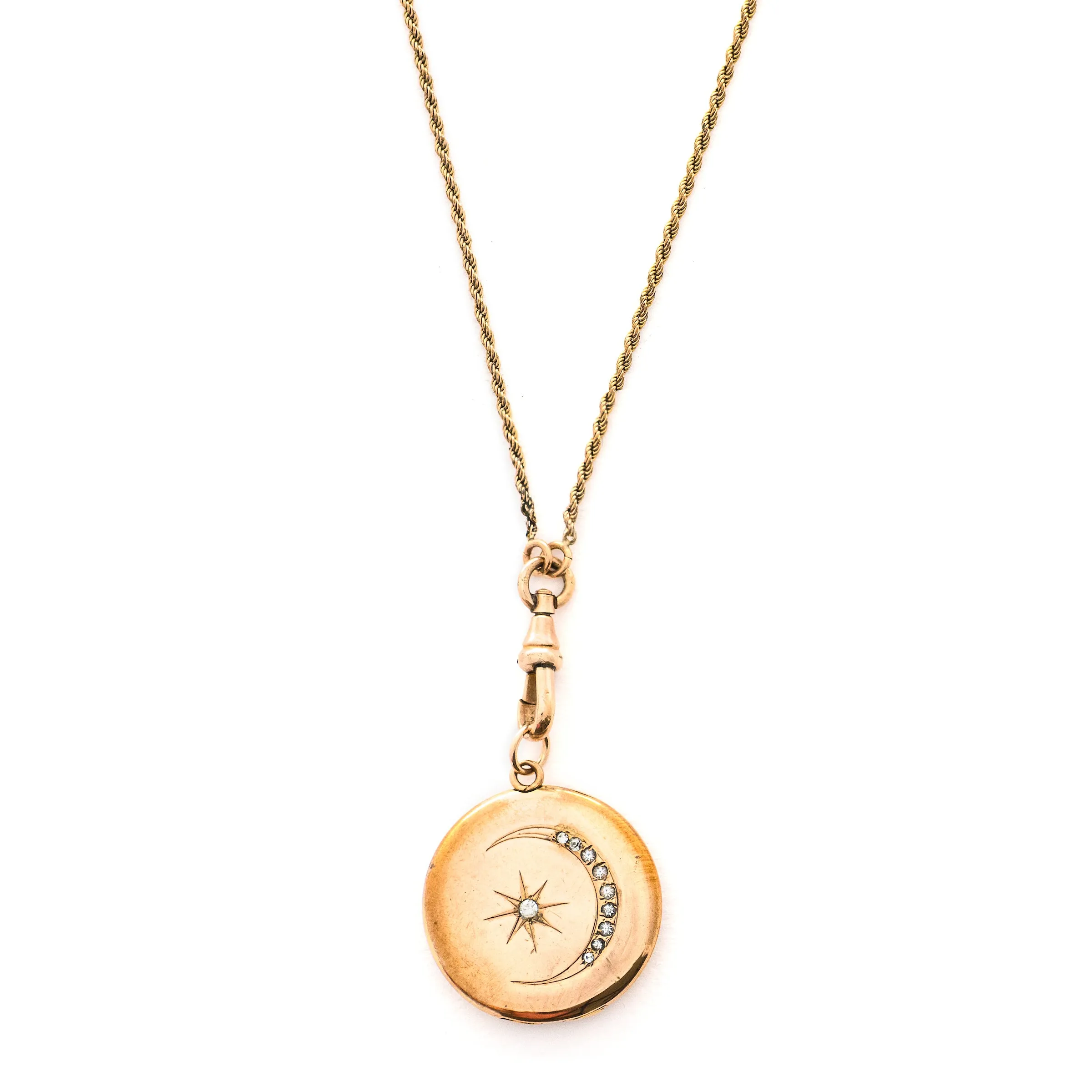 Victorian Crescent & Starburst Antique Locket
