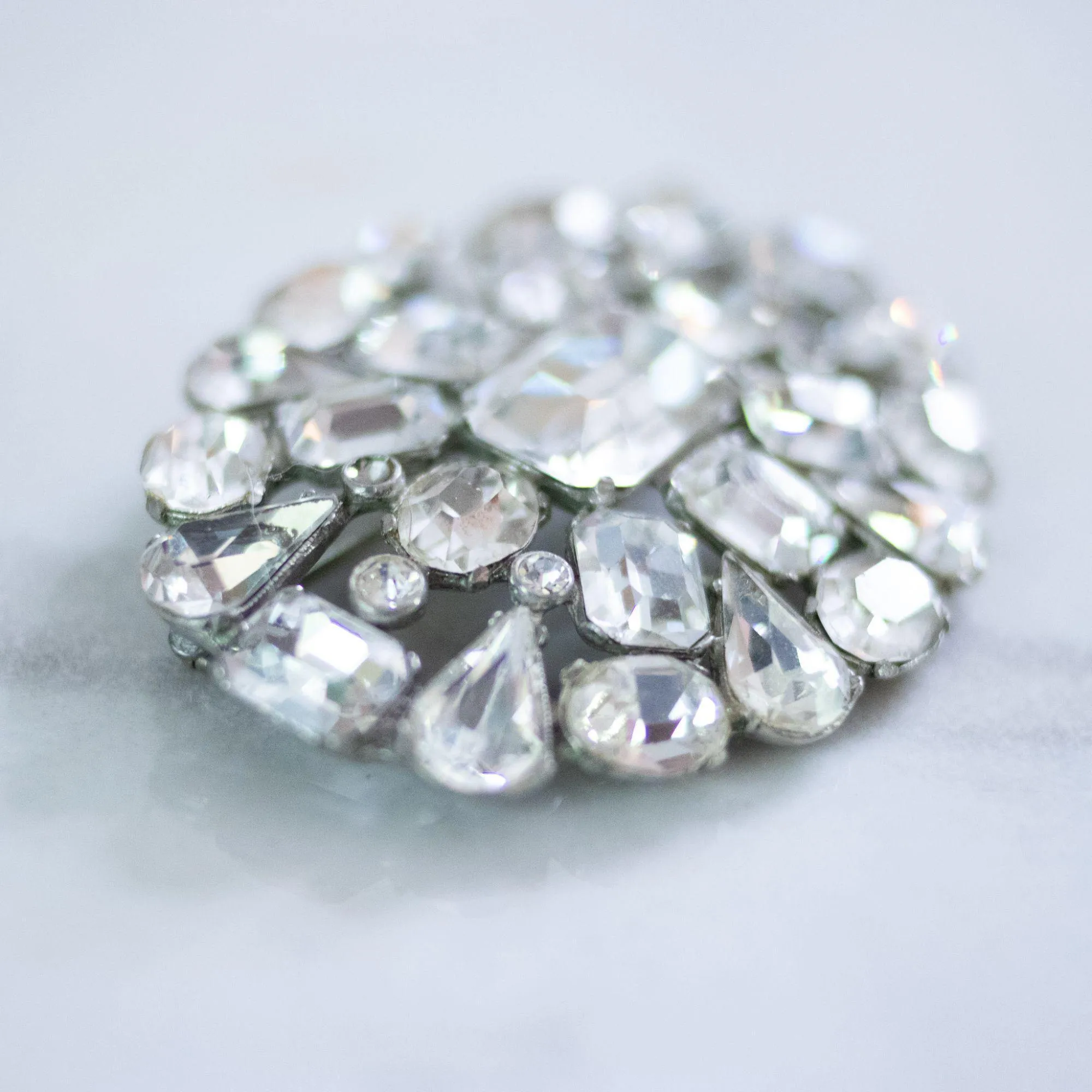 Vintage 1940s Art Deco Large Diamante Brooch