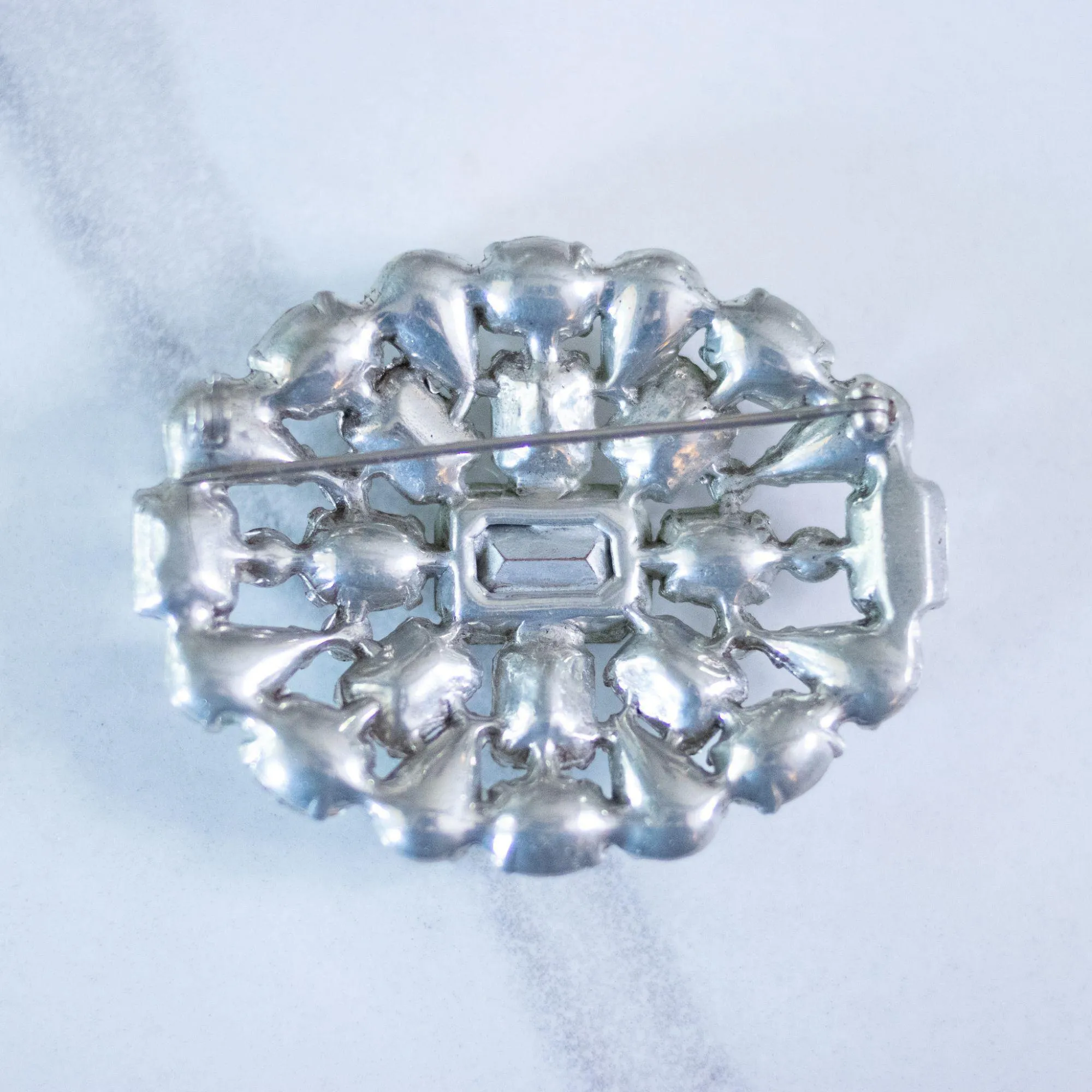 Vintage 1940s Art Deco Large Diamante Brooch