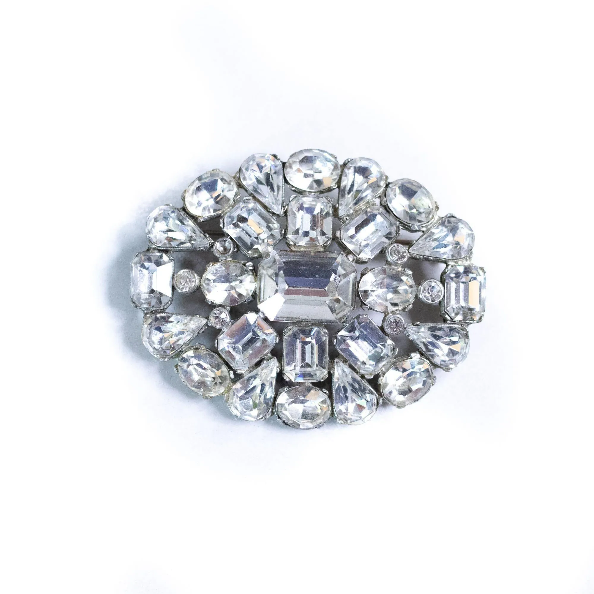 Vintage 1940s Art Deco Large Diamante Brooch
