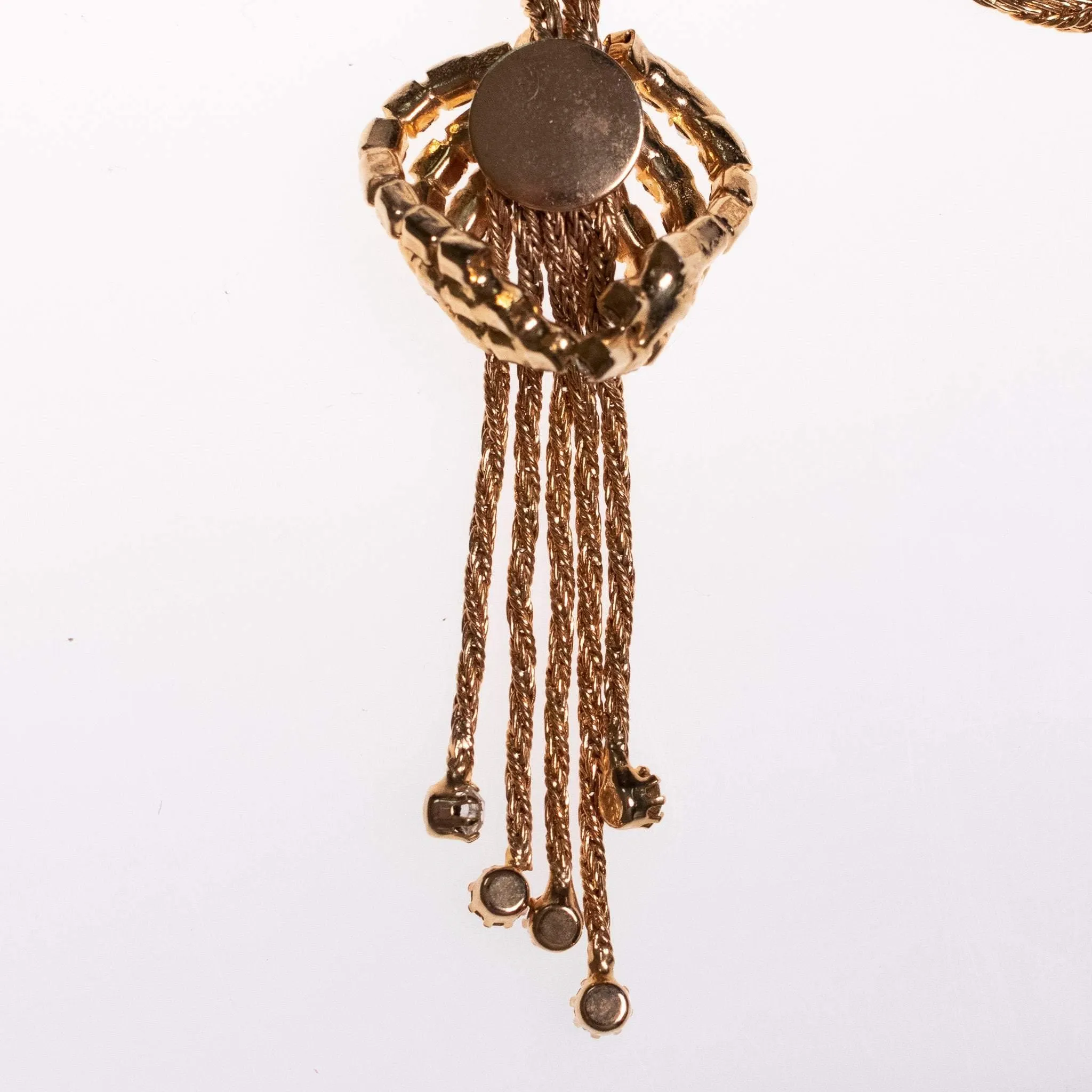 Vintage 1950s Mid Century Modern Rhinestone Tassel Necklace