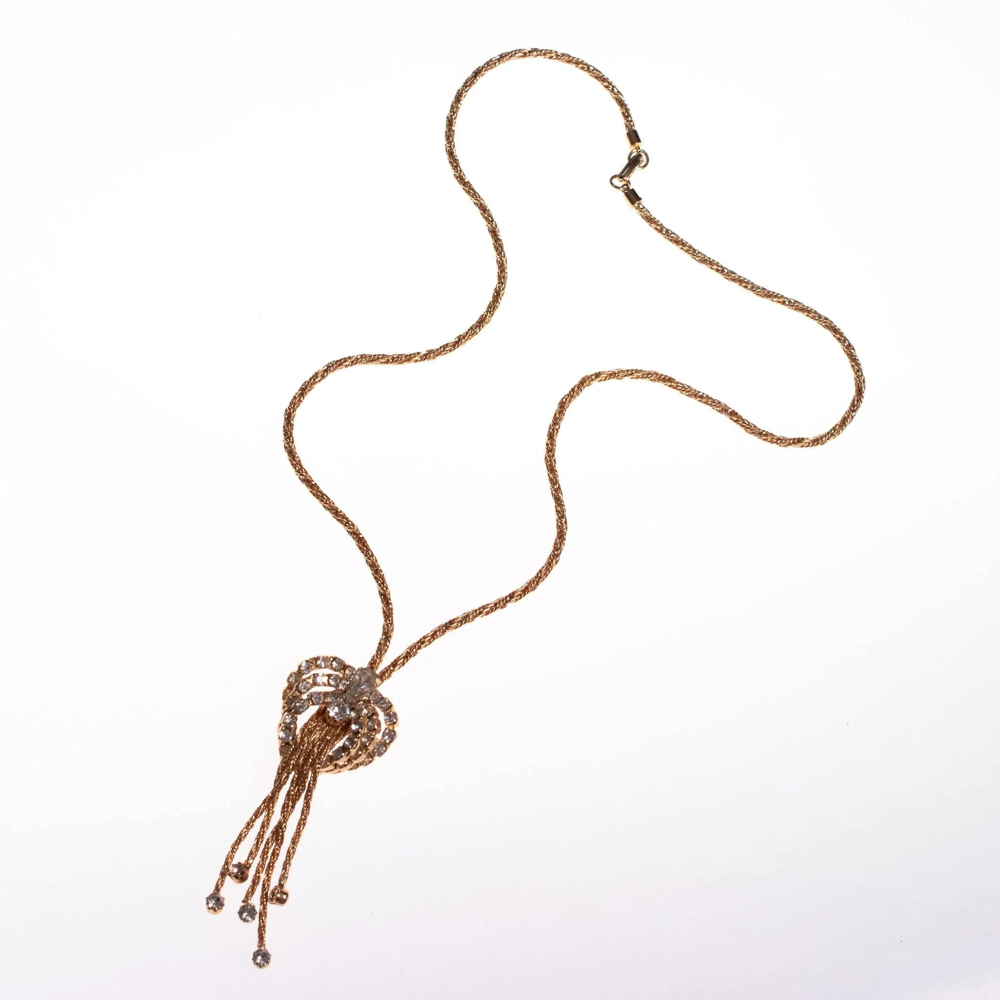 Vintage 1950s Mid Century Modern Rhinestone Tassel Necklace