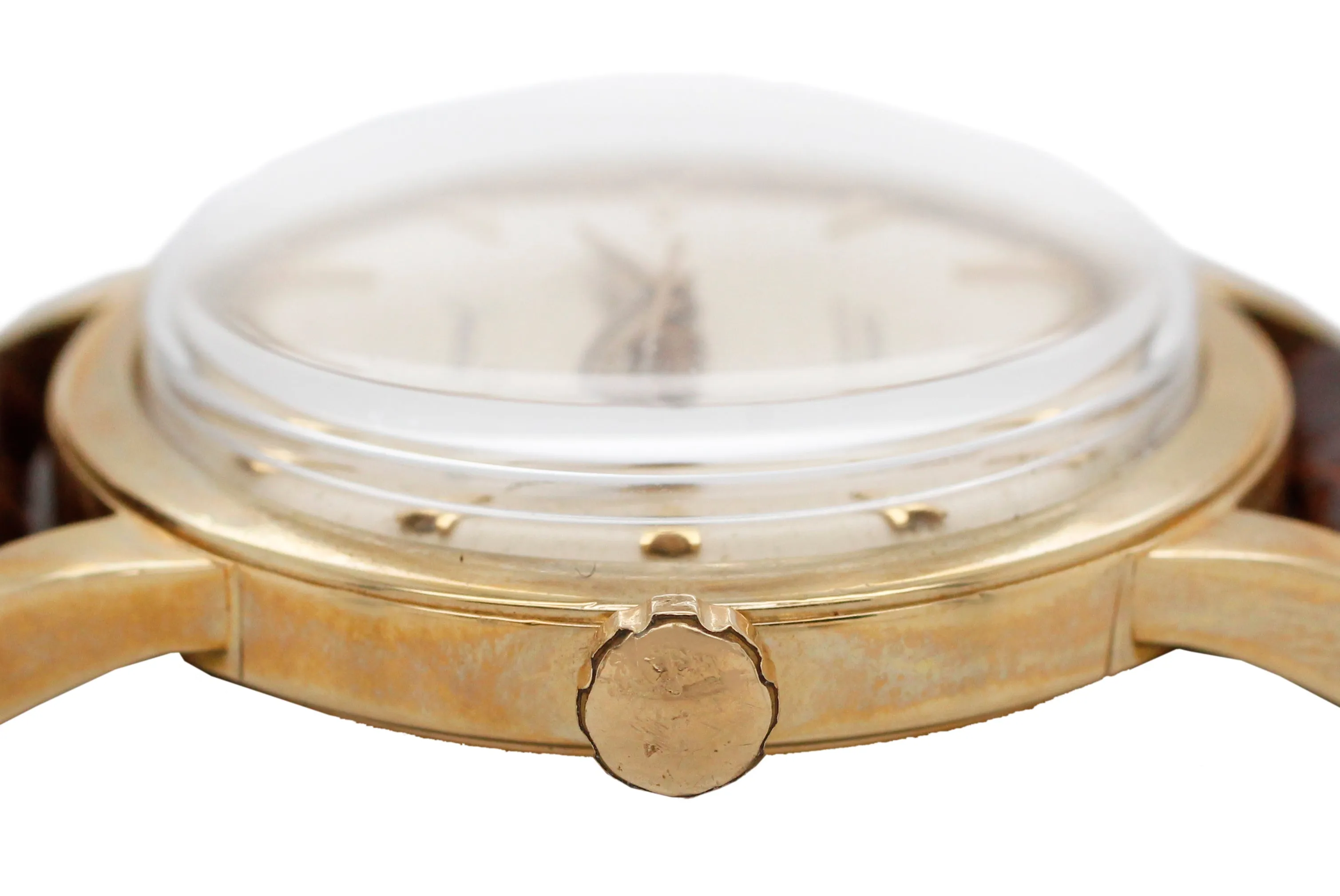 Vintage 1950s Omega Seamaster GX6546 14k Yellow Gold Champagne Dial Watch w/ Box
