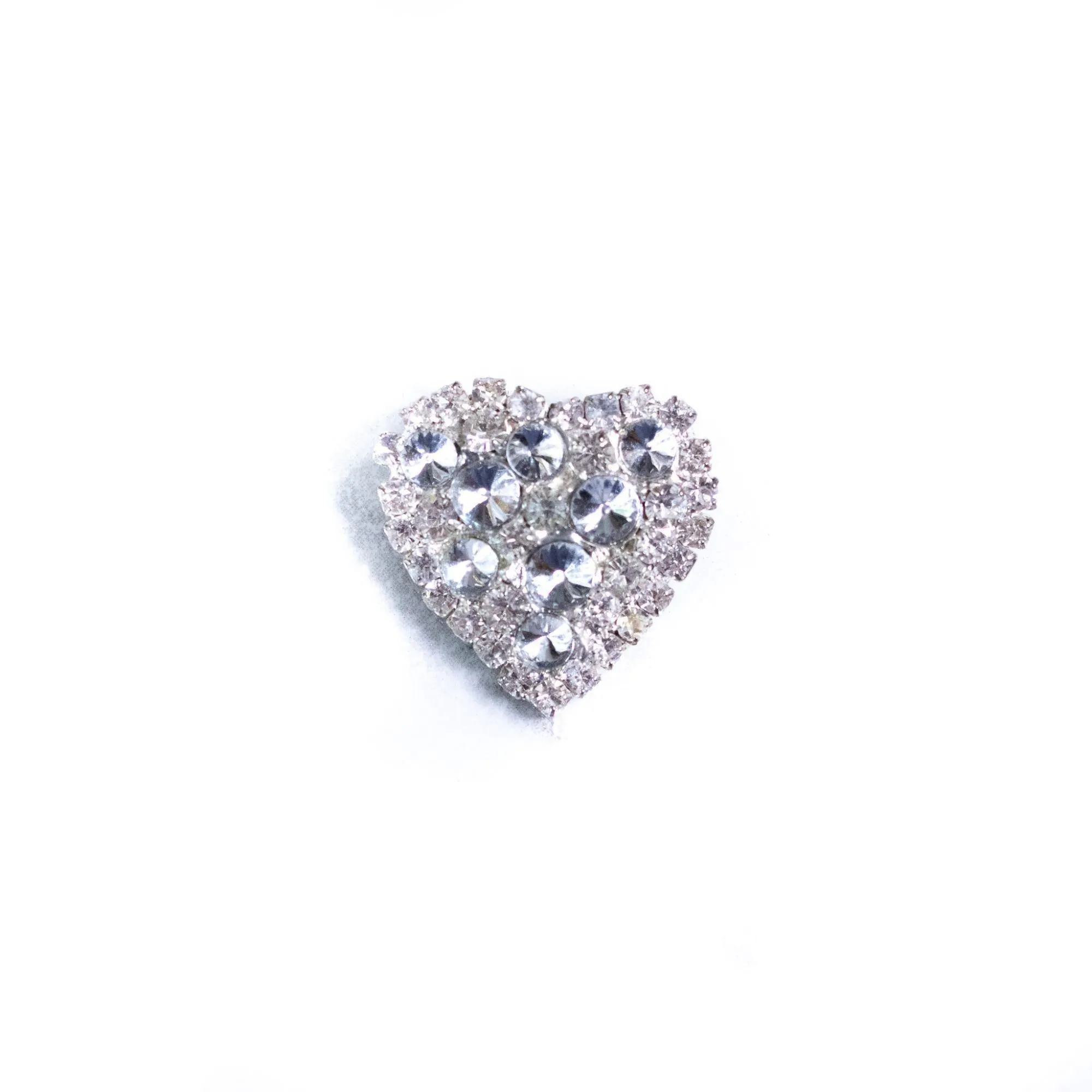 Vintage 1950s Rhinestone Heart Pin