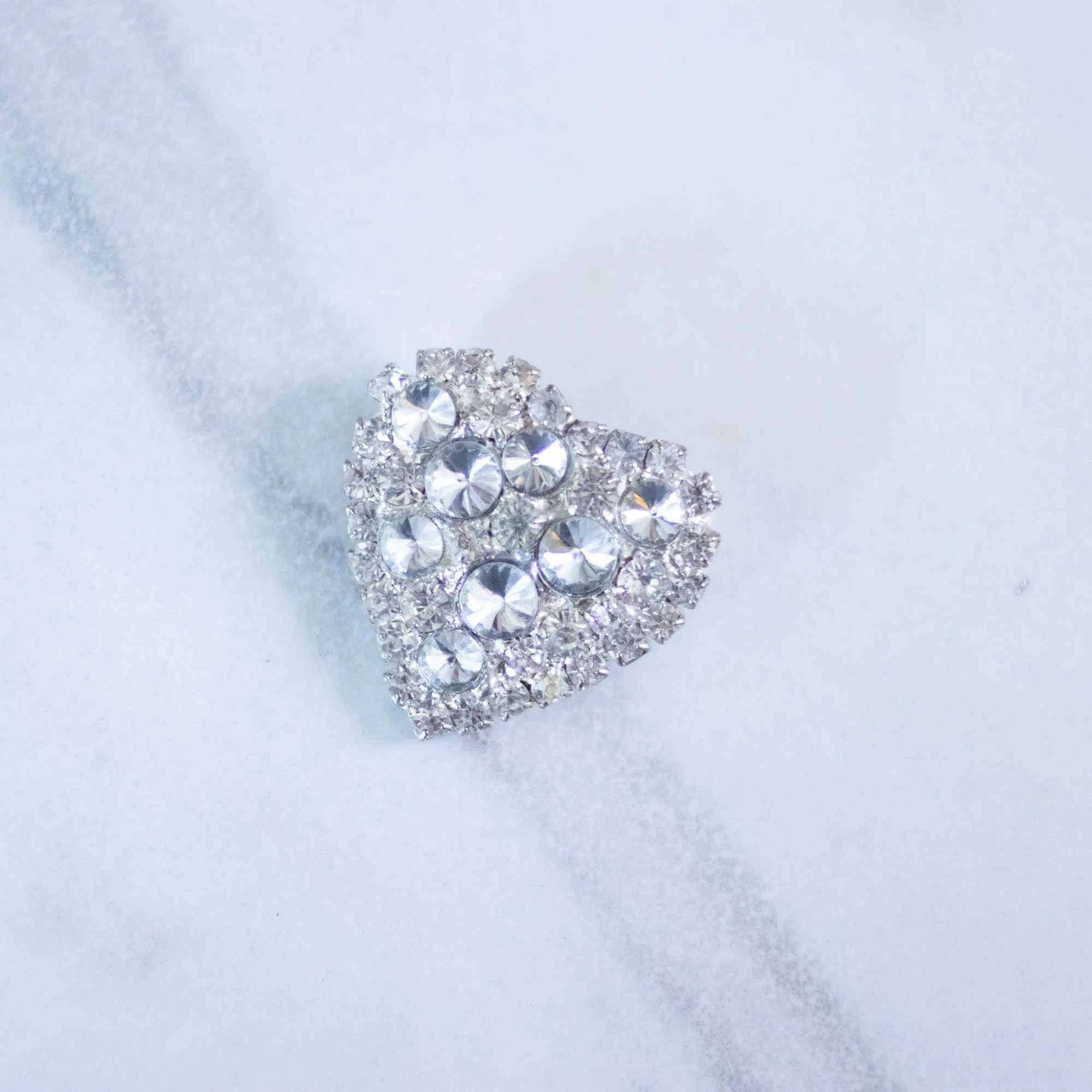 Vintage 1950s Rhinestone Heart Pin