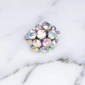 Vintage 1950s Sarah Coventry Aurora Borealis Rhinestone Cluster Statement Ring