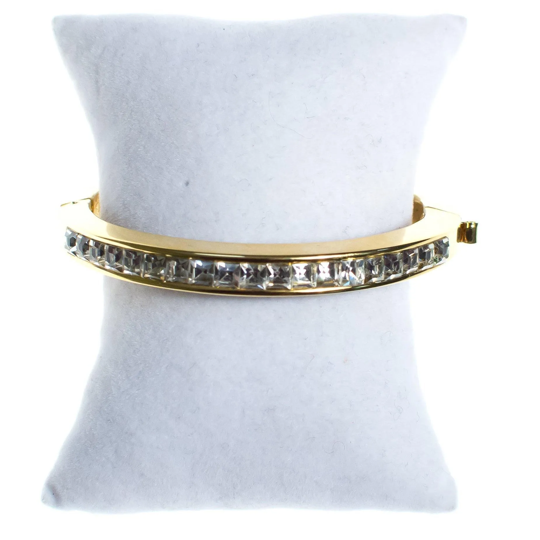 Vintage 1980s Gold Channel Set Diamante Bangle Bracelet