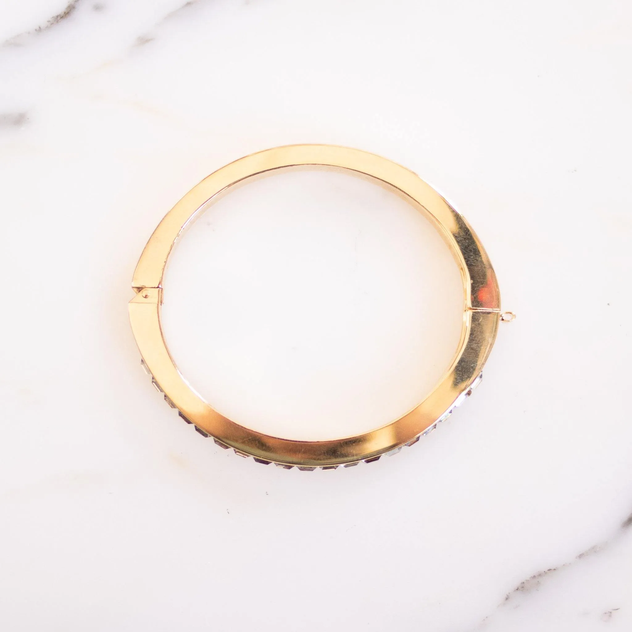 Vintage 1980s Gold Channel Set Diamante Bangle Bracelet