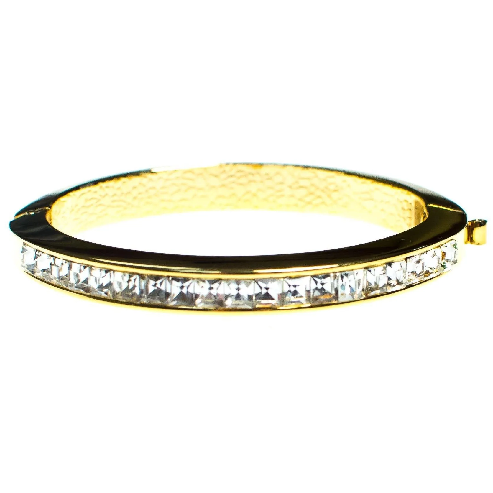 Vintage 1980s Gold Channel Set Diamante Bangle Bracelet