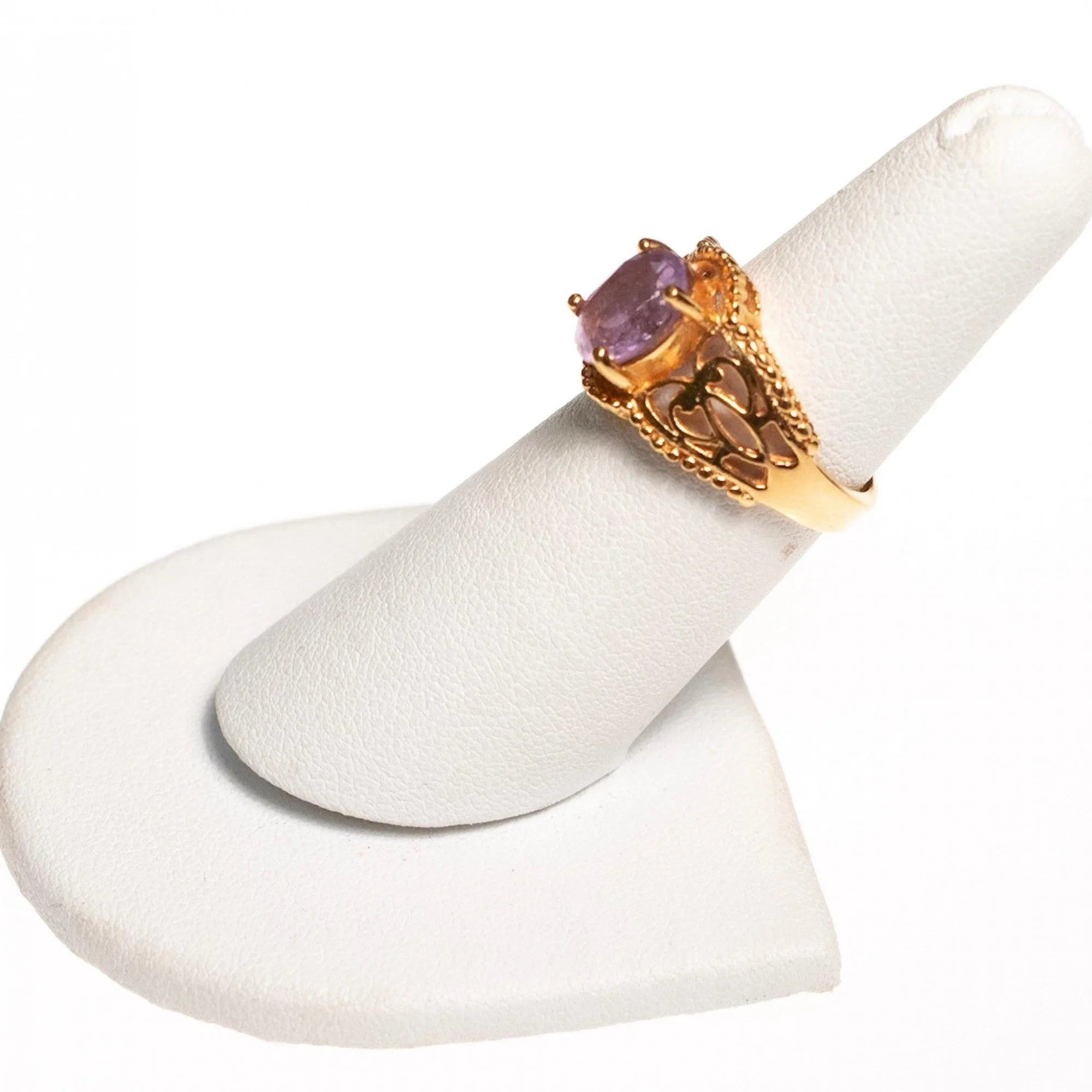 Vintage Amethyst Crystal Ring set in 18kt Gold Plating