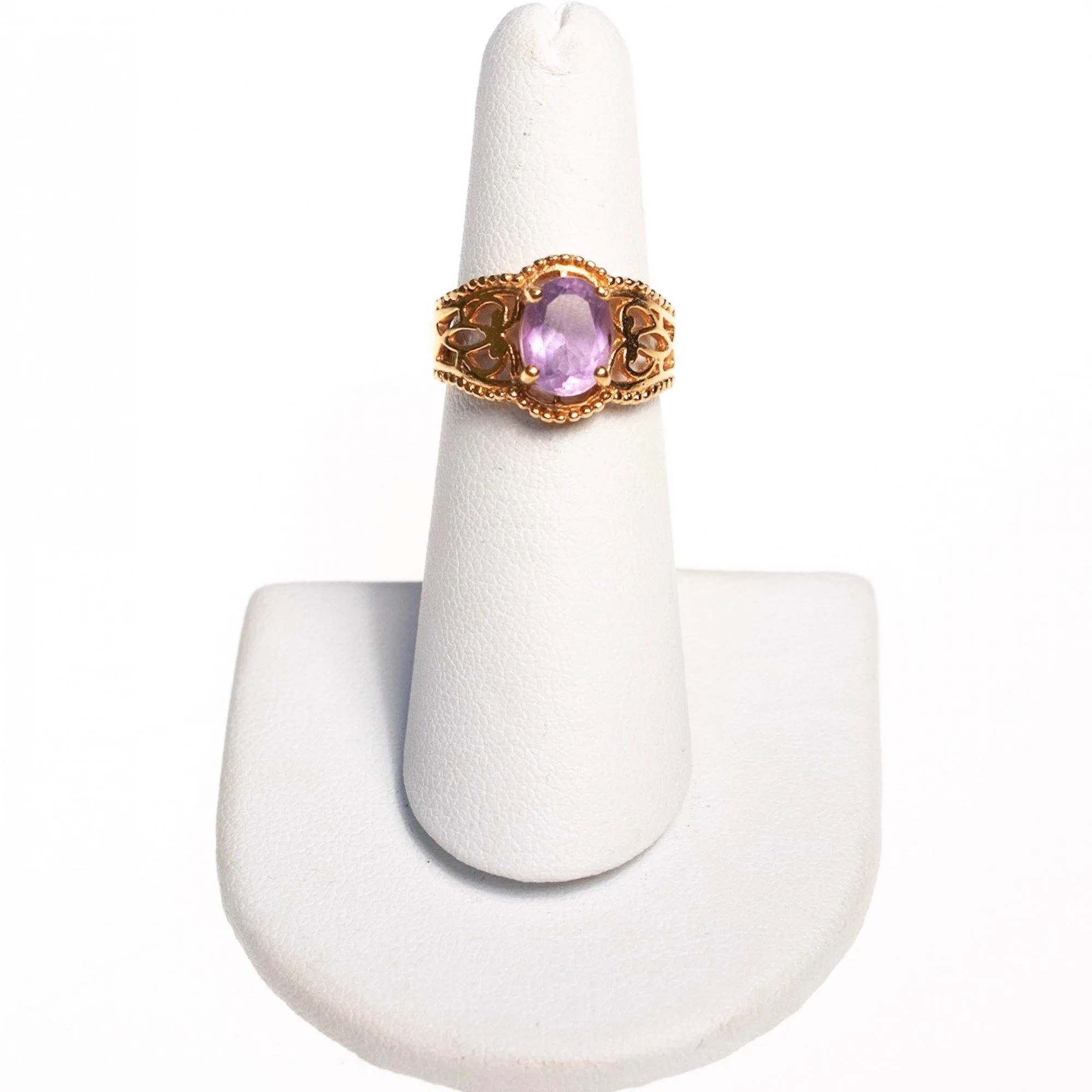Vintage Amethyst Crystal Ring set in 18kt Gold Plating