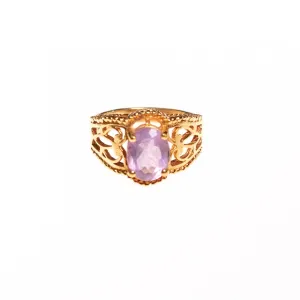 Vintage Amethyst Crystal Ring set in 18kt Gold Plating