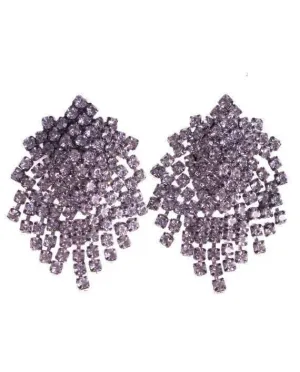 Vintage Art Deco Style Fringe Rhinestone Statement Earrings