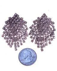 Vintage Art Deco Style Fringe Rhinestone Statement Earrings