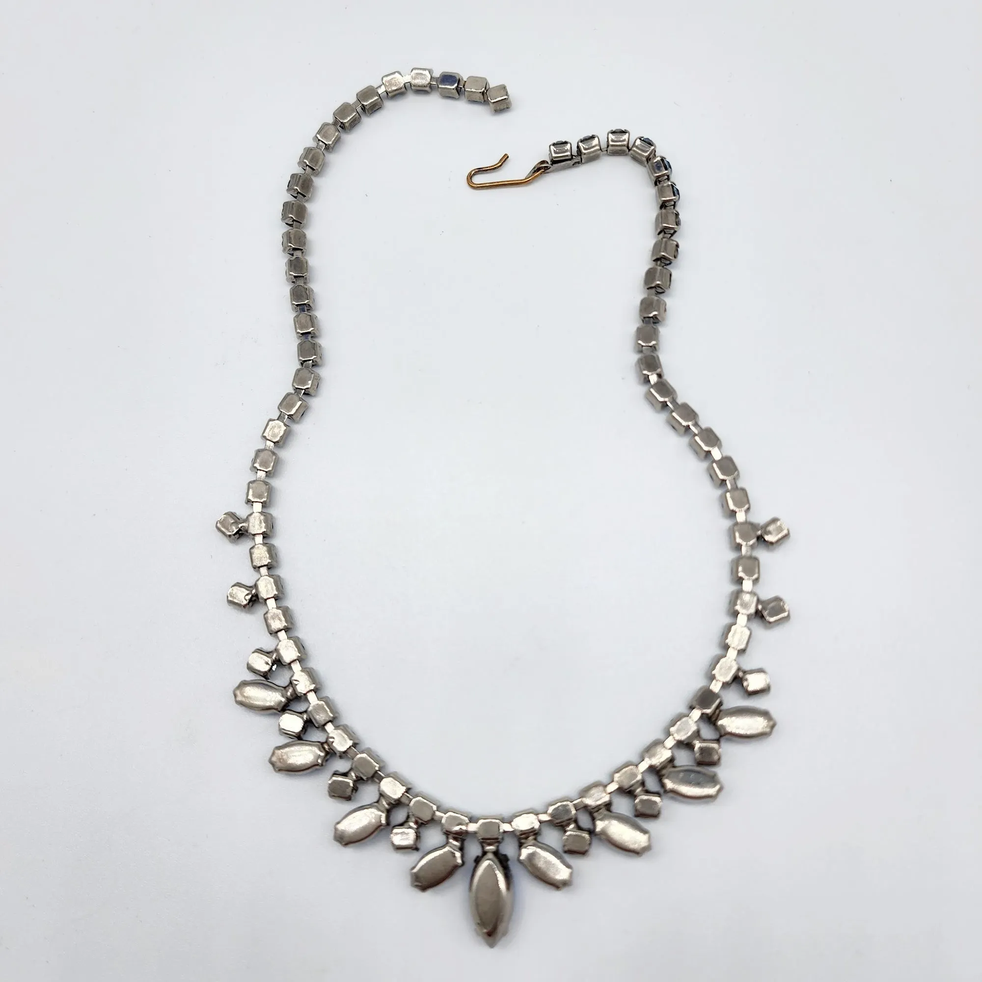Vintage Baby Blue Marquise Rhinestone Necklace