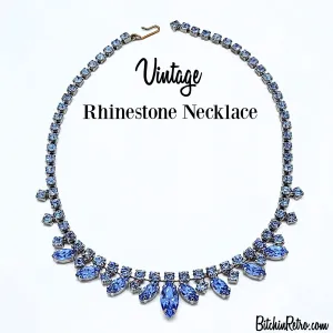 Vintage Baby Blue Marquise Rhinestone Necklace