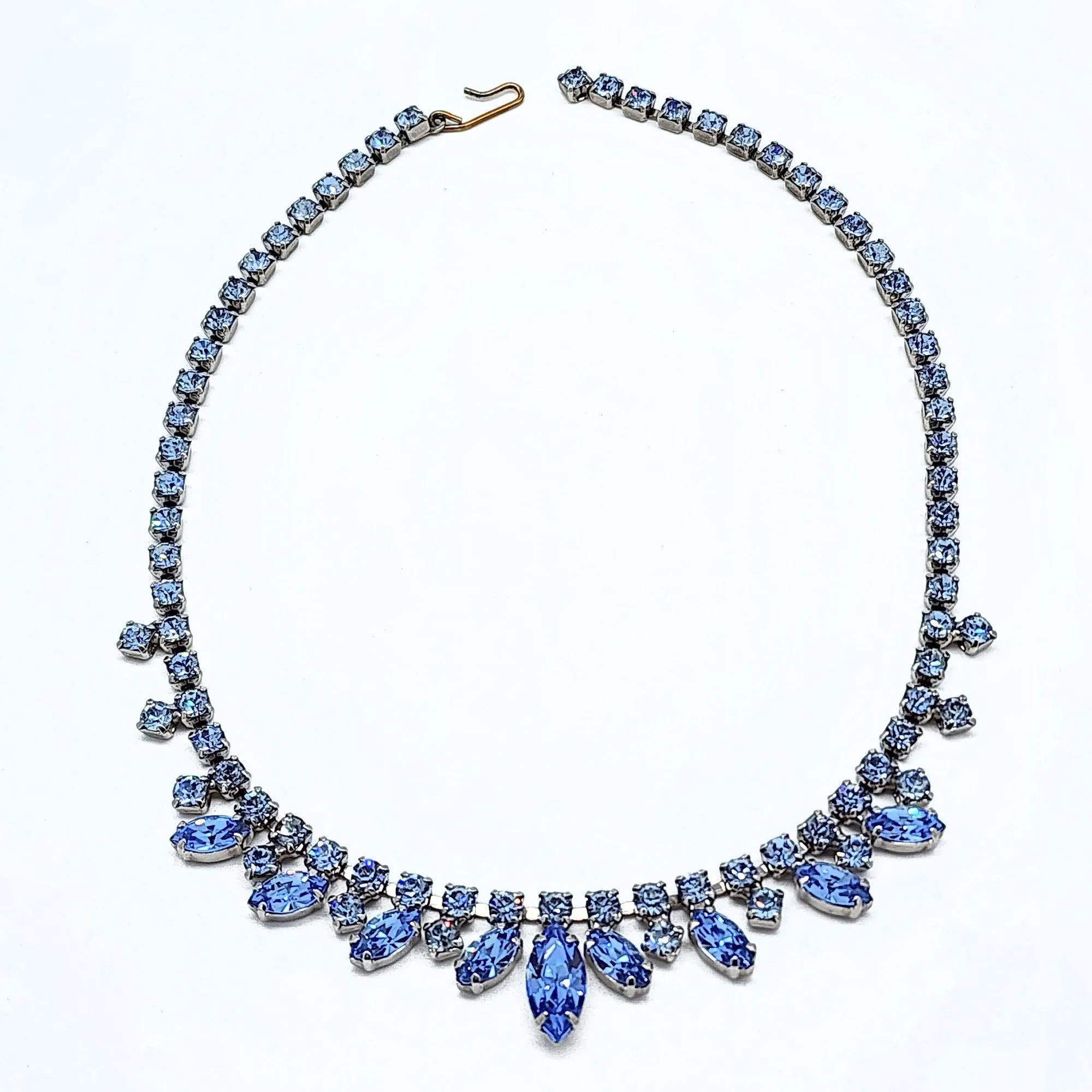 Vintage Baby Blue Marquise Rhinestone Necklace