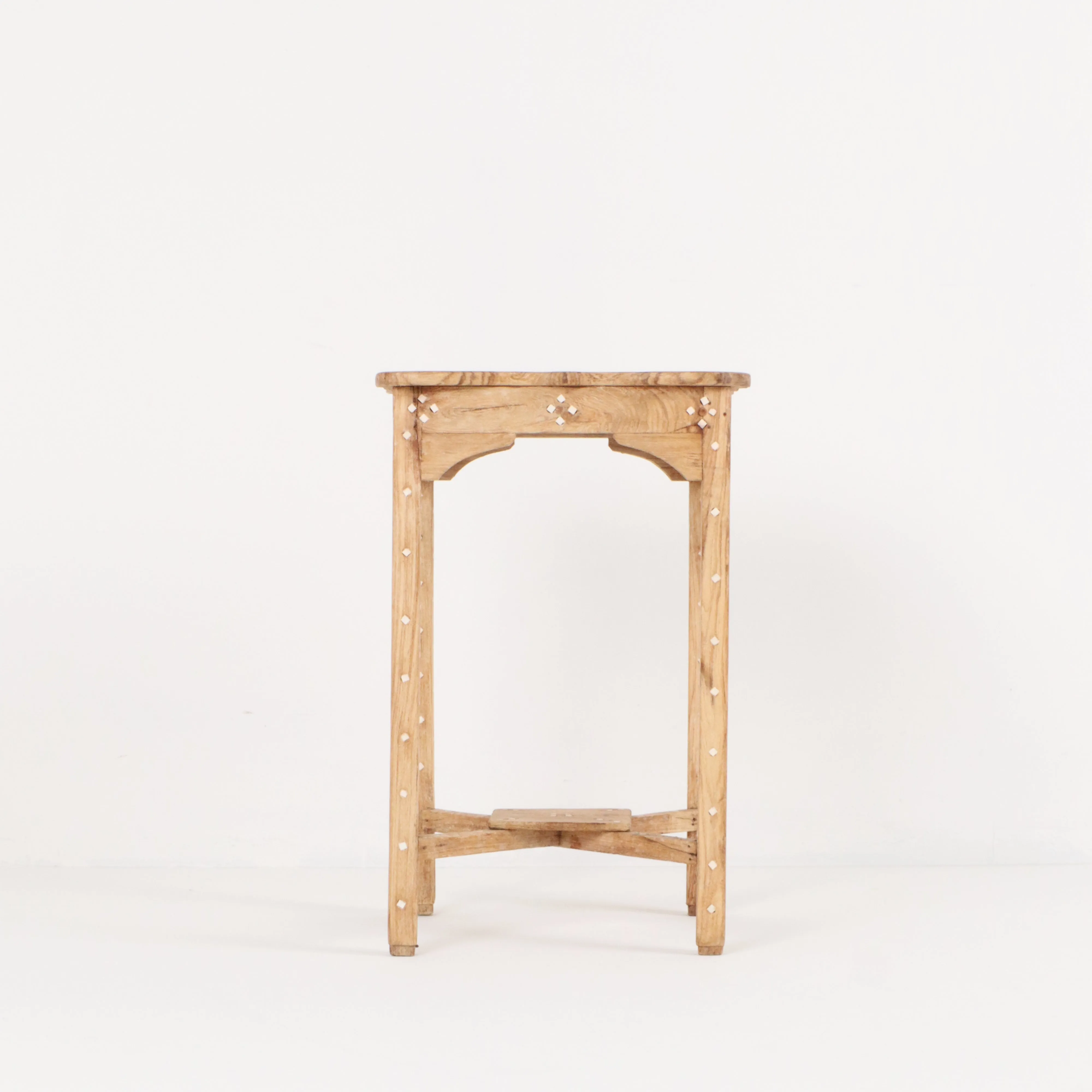 Vintage Bleached Bone Inlay Side Table