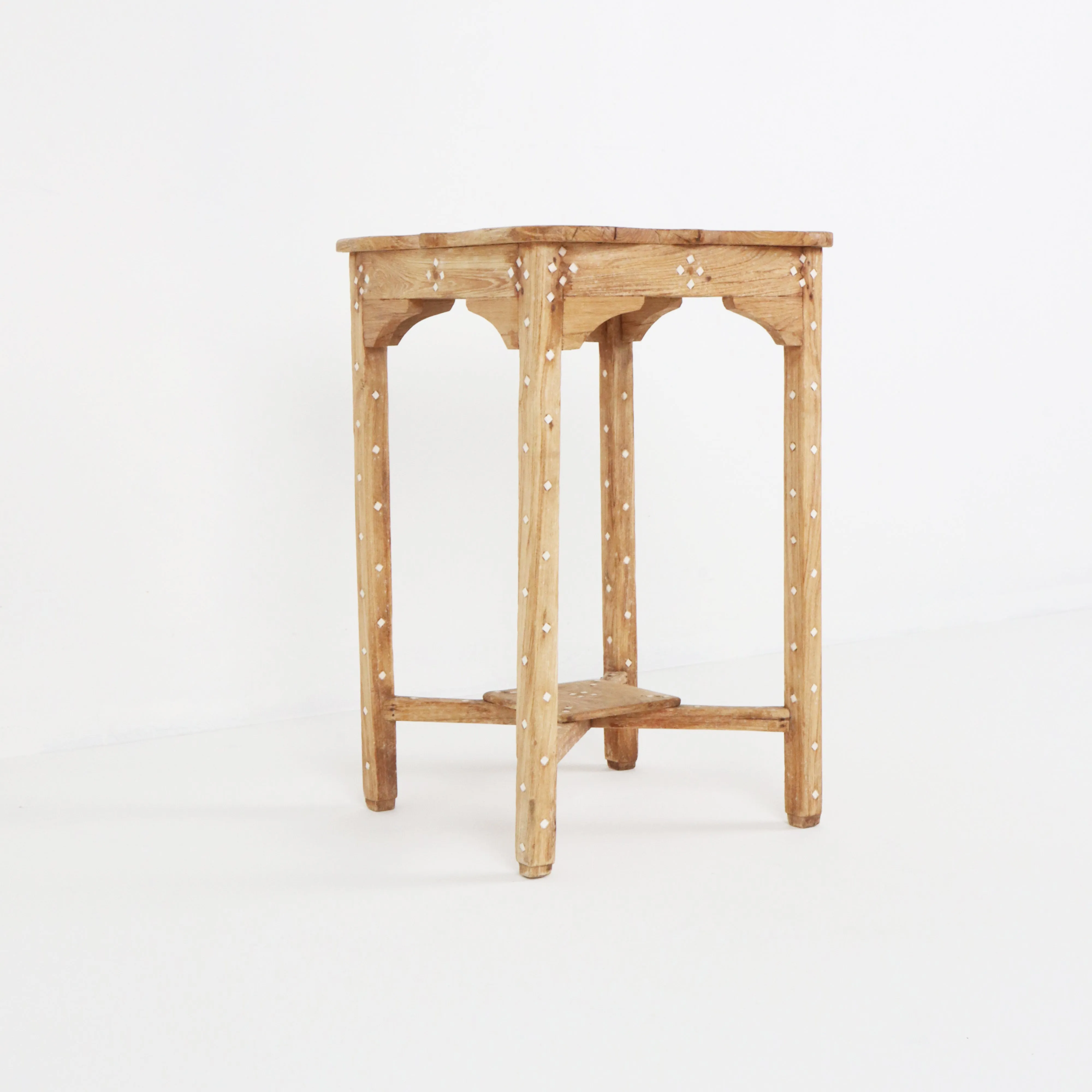 Vintage Bleached Bone Inlay Side Table