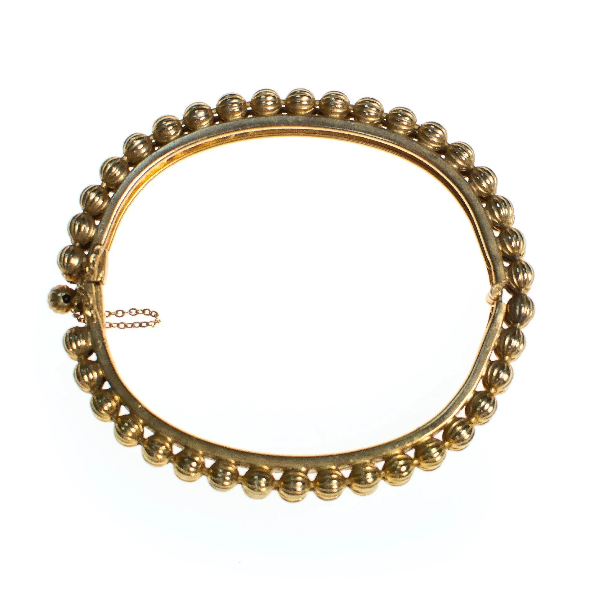 Vintage Gold Bead Hinged Bangle Bracelet