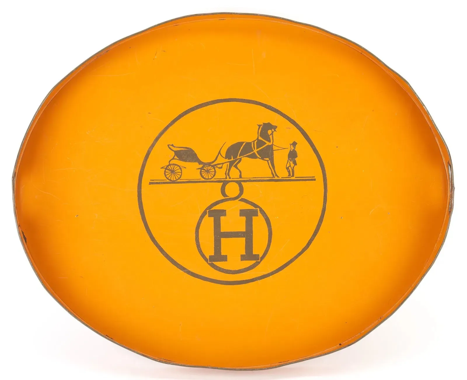 Vintage Hermes Inspired Oversized Metal Tole Tray