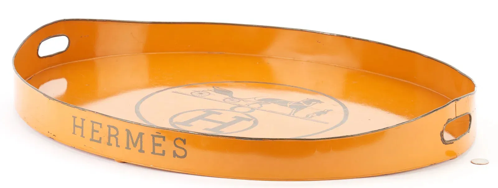 Vintage Hermes Inspired Oversized Metal Tole Tray