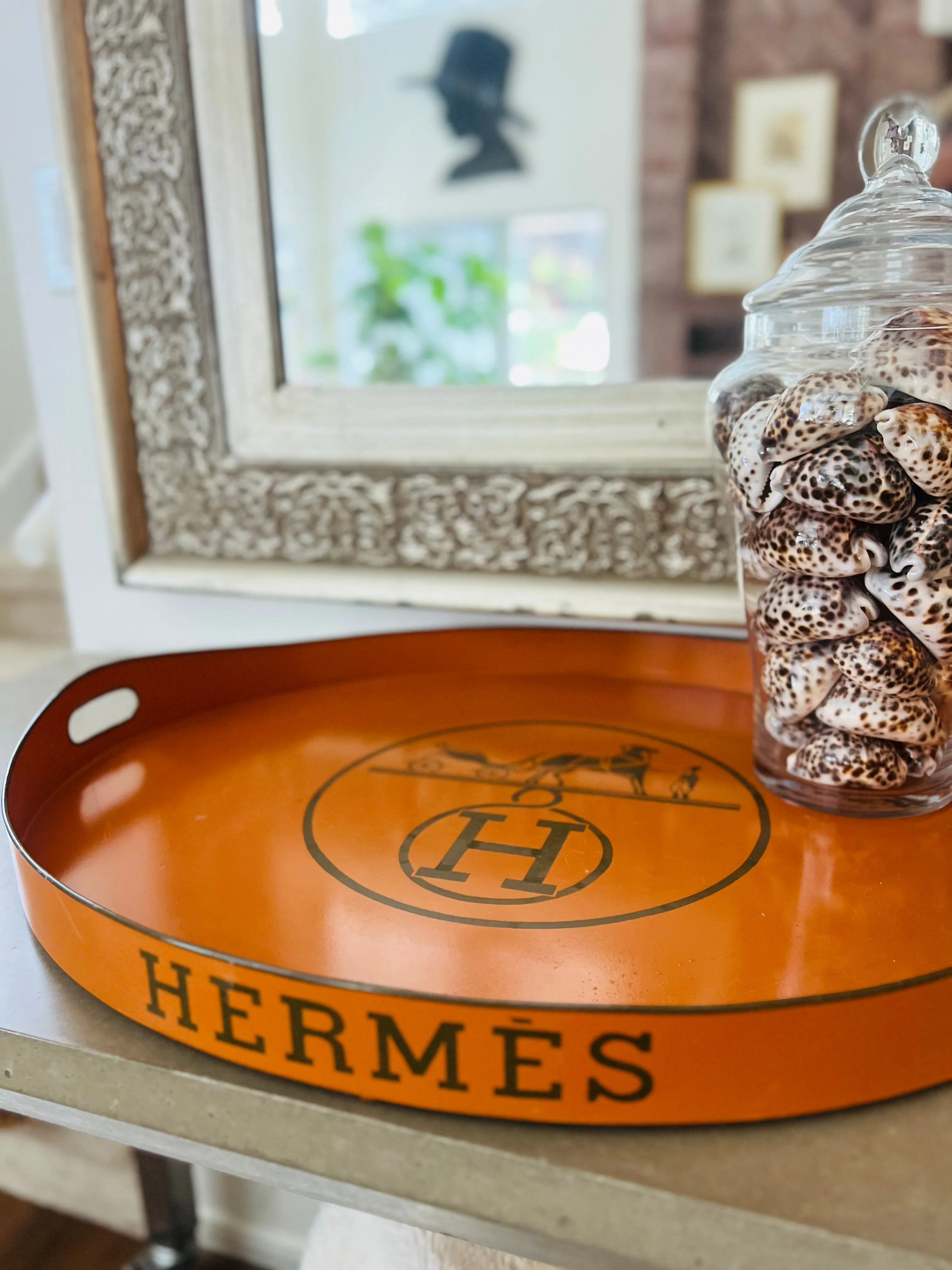 Vintage Hermes Inspired Oversized Metal Tole Tray