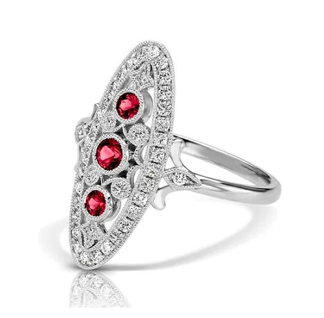Vintage Inspired 0.35 ct. Natural Ruby Ring With Diamonds