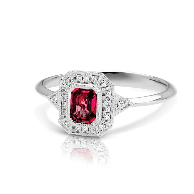 Vintage Inspired 0.50 ct. Natural Ruby Ring With Diamonds