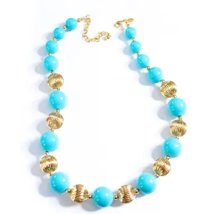 Vintage Joan Rivers Chunky Gold and Turquoise Bead Necklace