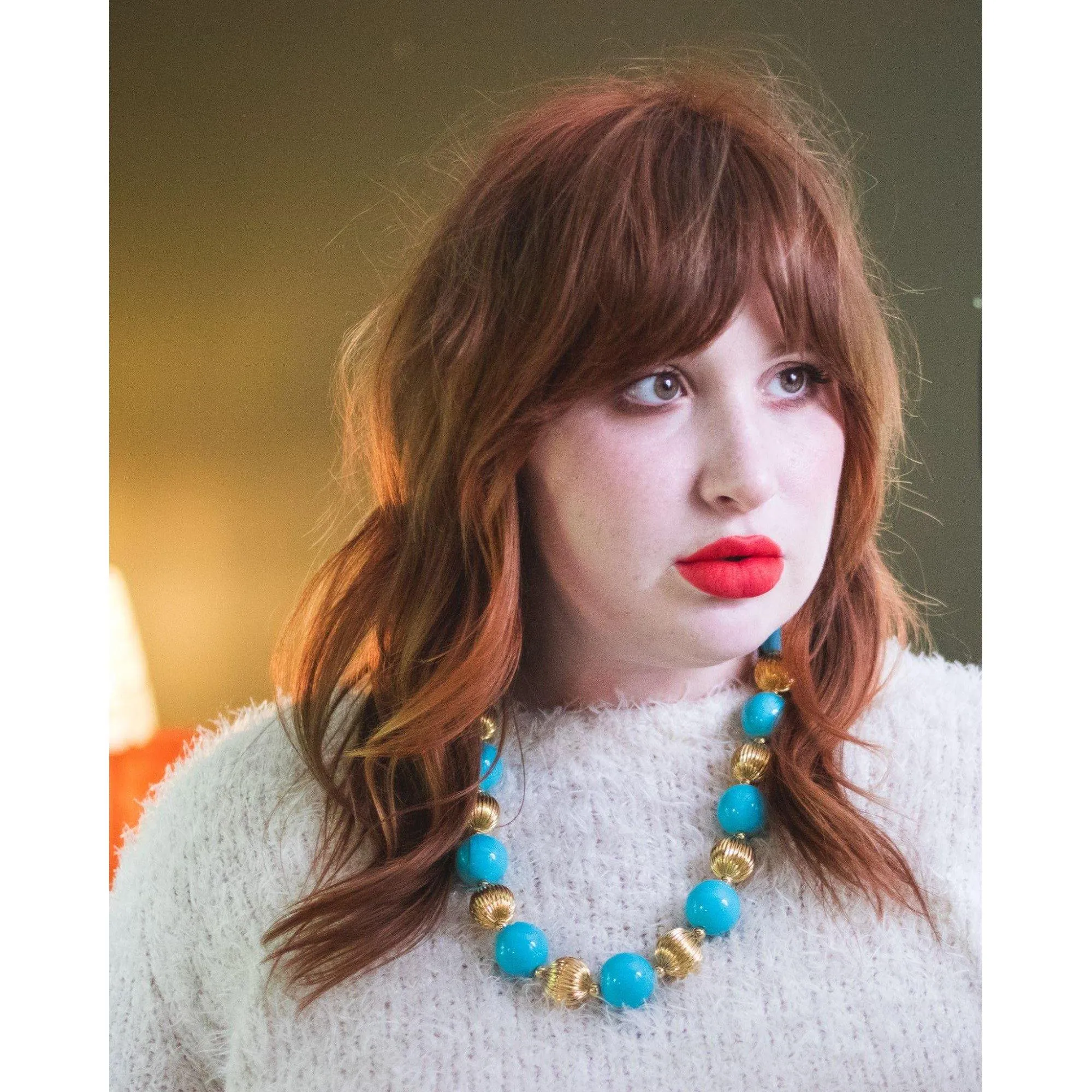 Vintage Joan Rivers Chunky Gold and Turquoise Bead Necklace