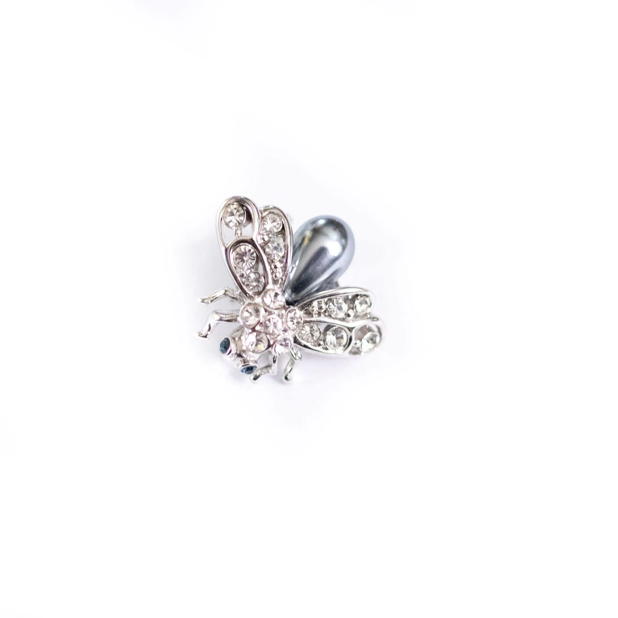 Vintage Joan Rivers Silver Pearl and Diamante Rhinestone Bee Brooch