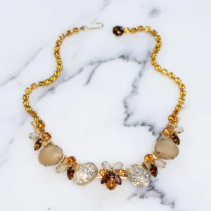 Vintage Juliana Champagne, Amber, and Smoky Crystal Necklace