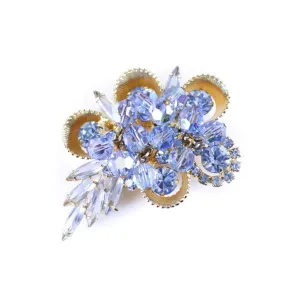 Vintage Light Blue Aurora Borealis Cha Cha Cluster Brooch
