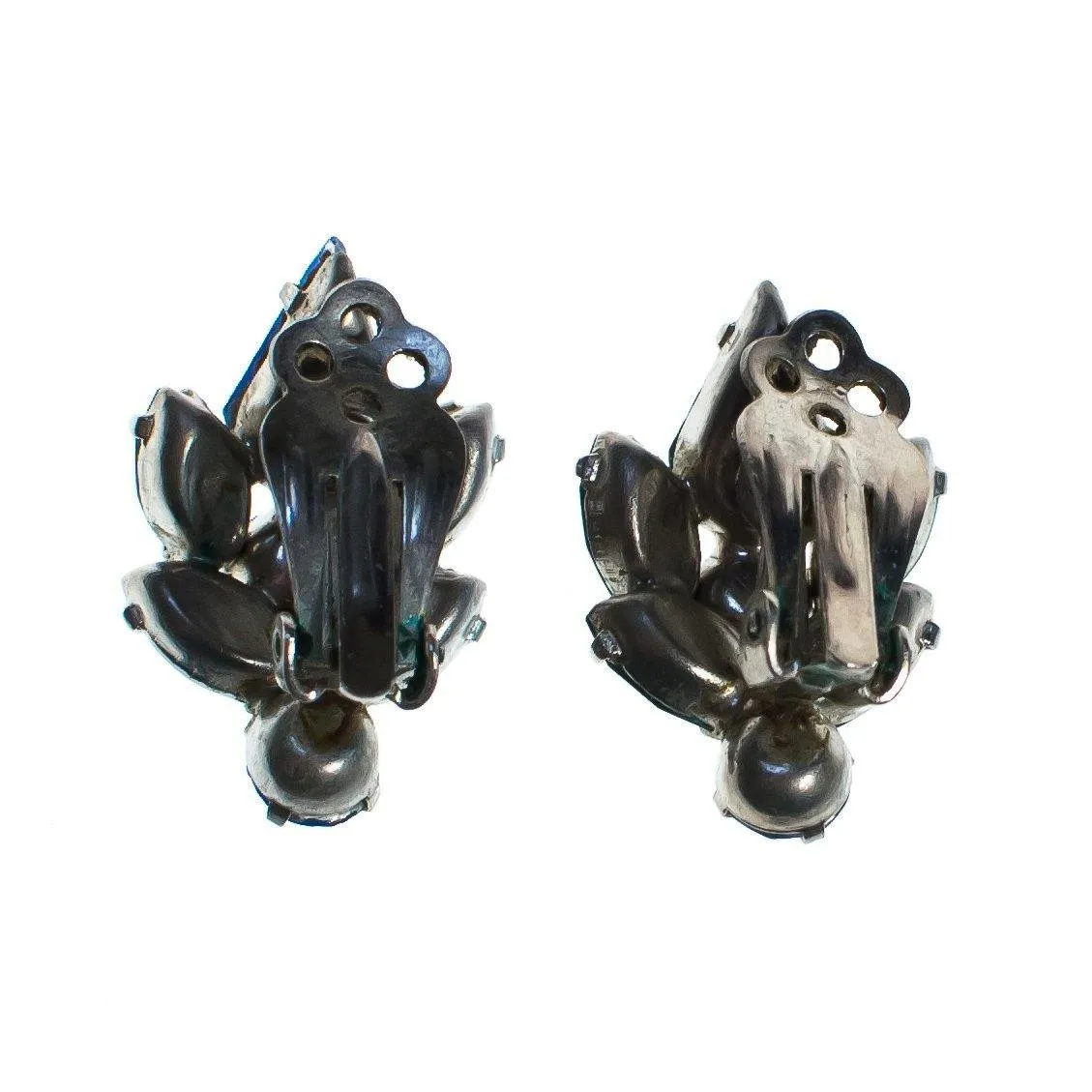 Vintage Mystic Blue Aurora Borealis Crystal Rhinestone Statement Earrings