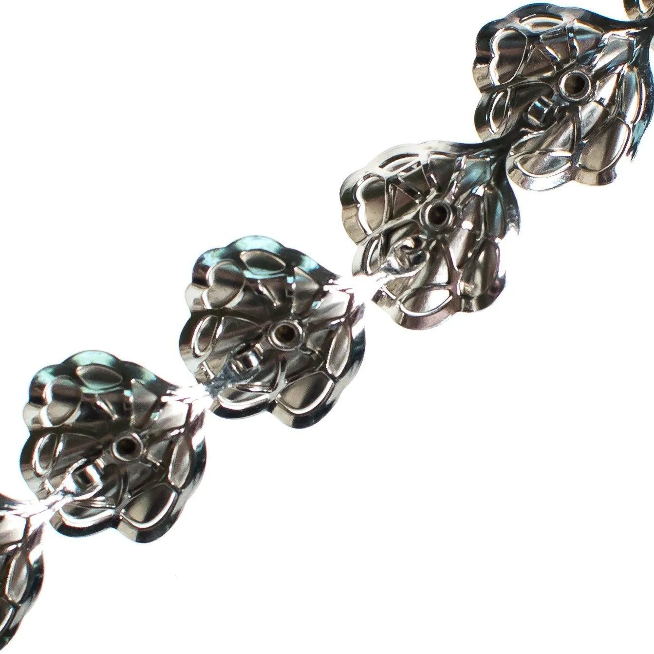 Vintage Old Hollywood Glam Mid Century Modern Silver Shell Bracelet with Rhinestones